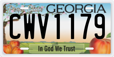GA license plate CWV1179