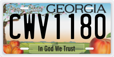 GA license plate CWV1180