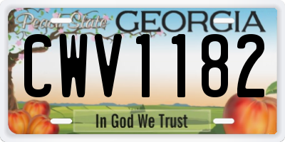 GA license plate CWV1182