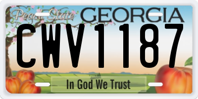 GA license plate CWV1187