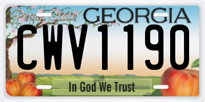 GA license plate CWV1190