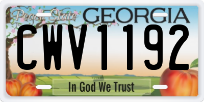 GA license plate CWV1192