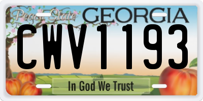 GA license plate CWV1193
