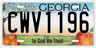 GA license plate CWV1196