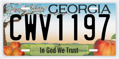 GA license plate CWV1197