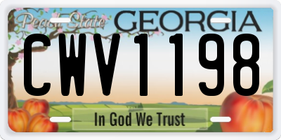 GA license plate CWV1198