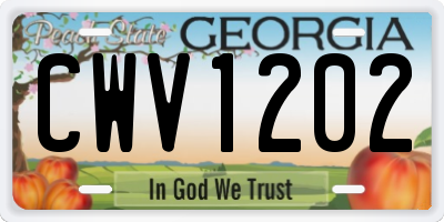 GA license plate CWV1202
