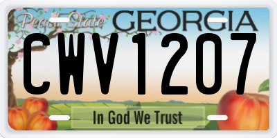 GA license plate CWV1207