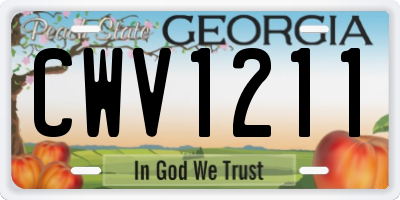 GA license plate CWV1211