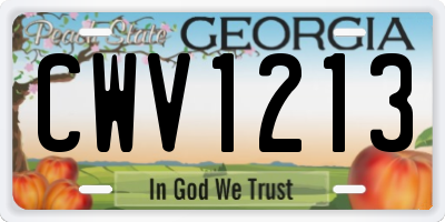 GA license plate CWV1213