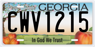 GA license plate CWV1215