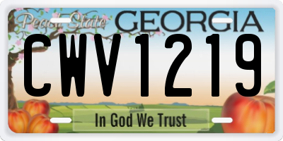 GA license plate CWV1219