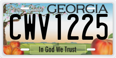 GA license plate CWV1225