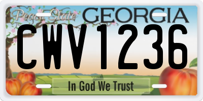 GA license plate CWV1236