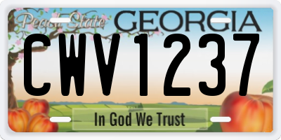 GA license plate CWV1237