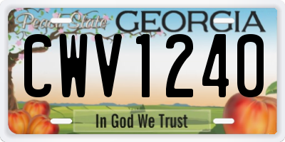 GA license plate CWV1240