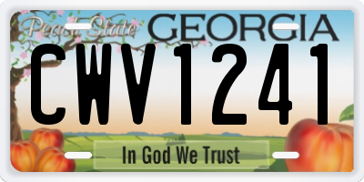 GA license plate CWV1241