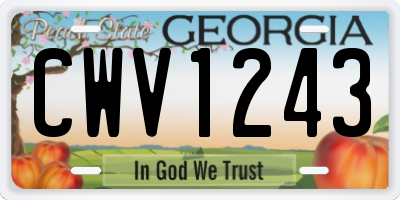 GA license plate CWV1243