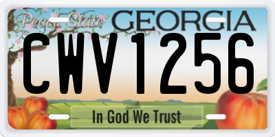 GA license plate CWV1256