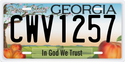 GA license plate CWV1257