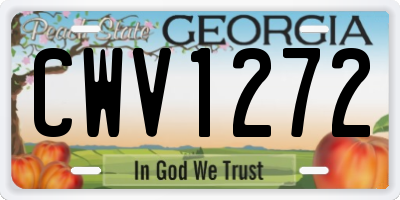 GA license plate CWV1272