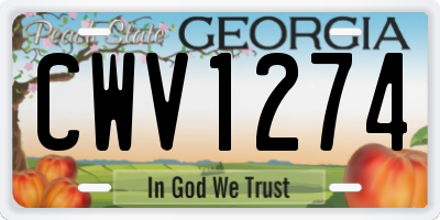 GA license plate CWV1274