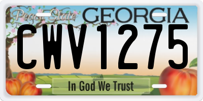 GA license plate CWV1275