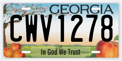 GA license plate CWV1278