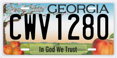 GA license plate CWV1280