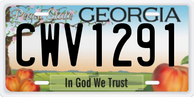 GA license plate CWV1291