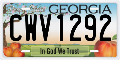 GA license plate CWV1292