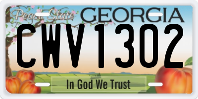 GA license plate CWV1302