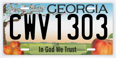 GA license plate CWV1303