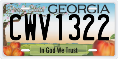 GA license plate CWV1322