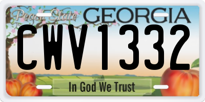 GA license plate CWV1332