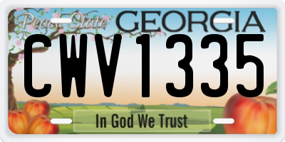 GA license plate CWV1335
