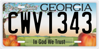 GA license plate CWV1343