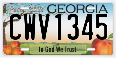 GA license plate CWV1345