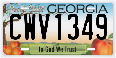 GA license plate CWV1349