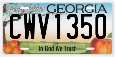 GA license plate CWV1350