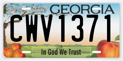 GA license plate CWV1371