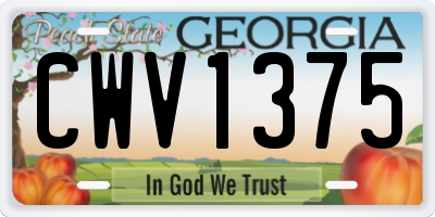 GA license plate CWV1375
