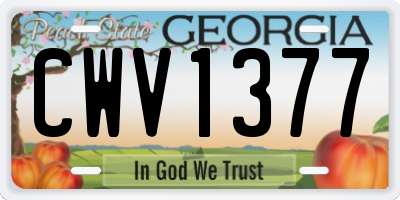 GA license plate CWV1377