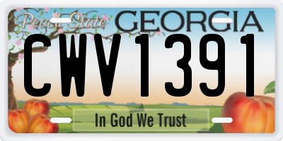 GA license plate CWV1391