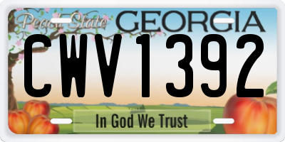 GA license plate CWV1392