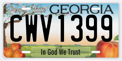 GA license plate CWV1399