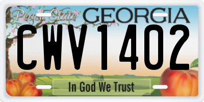GA license plate CWV1402