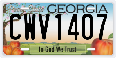 GA license plate CWV1407