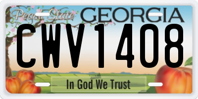 GA license plate CWV1408