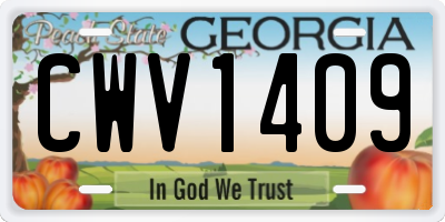 GA license plate CWV1409